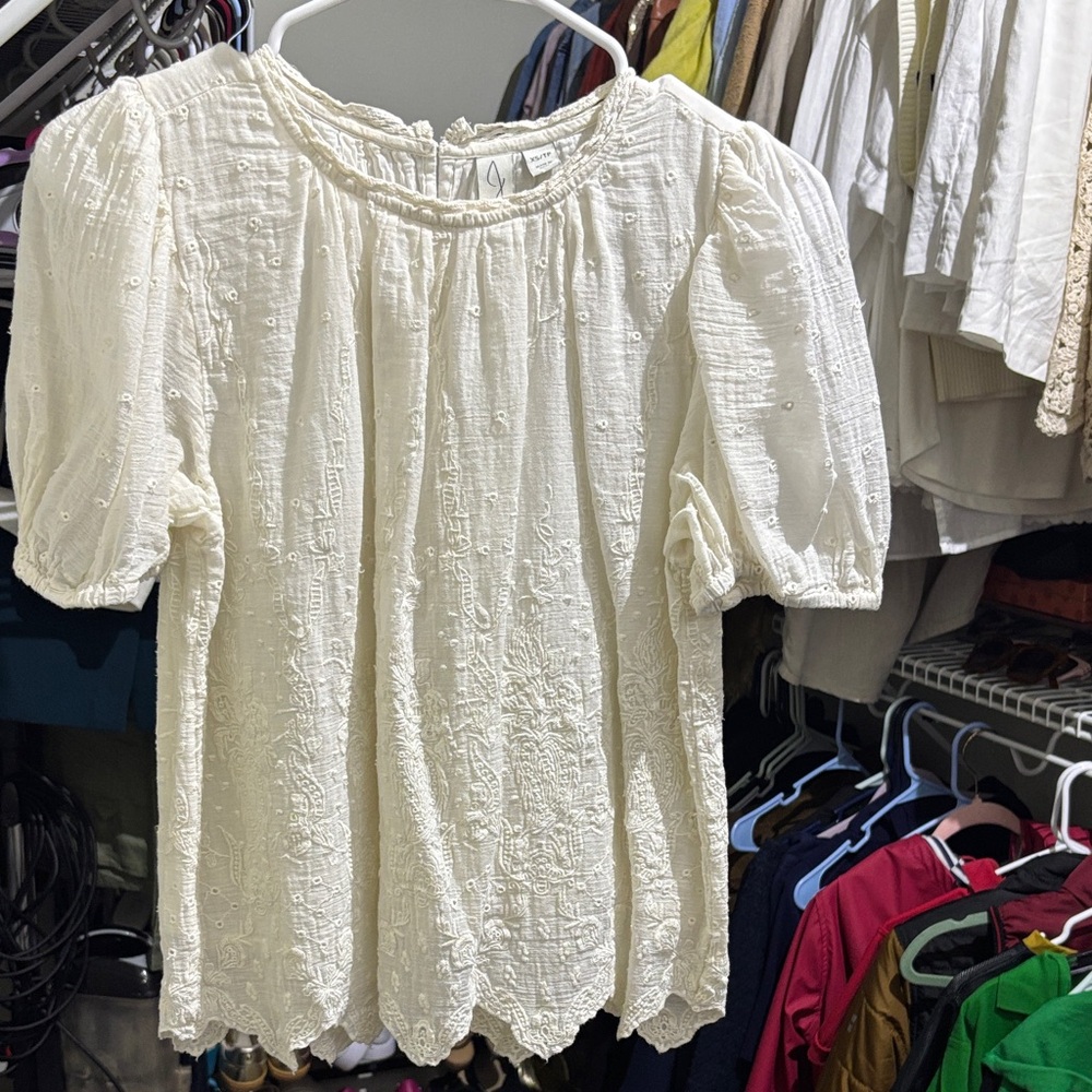 Joie Cream Textured Blouse XS